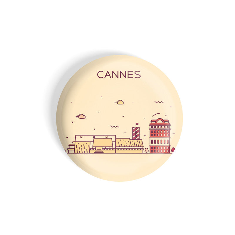 dhcrafts Round Fridge Magnet Brown Color Cannes Glossy Finish Design Pack of 1 (58 mm)